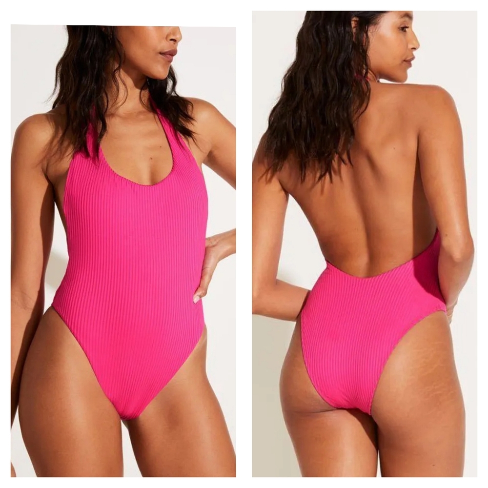 Vitamin A Alia One Piece EcoRib Ribbed Zinnia Pink